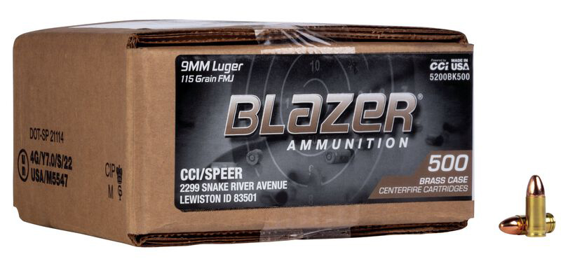 BLAZER BRASS 9MM 115GR FMJ 500RD BOX - Sale